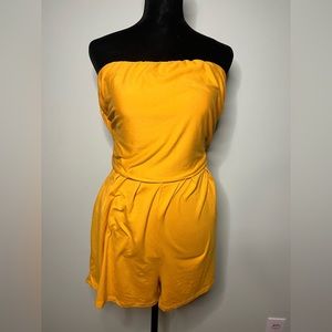 Yellow strapless romper